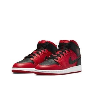 NWOT Nike Air Jordan 1 Mid Reverse Bred Gym Red/Black 554725-660 Men's Size 11US